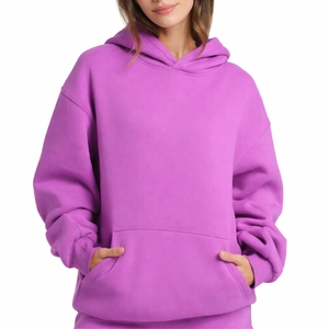 Sudadera con capucha para mujer, de color liso, cómoda, de forro polar, con bolsillo frontal, de calidad premium, tela suave. - Product Image 1