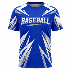 T-shirt de baseball personnalisé par sublimation pour homme, maillot de sport à séchage rapide en polyester, imprimé géométrique, logo frontal, pull-over pour adulte - Product Image 1