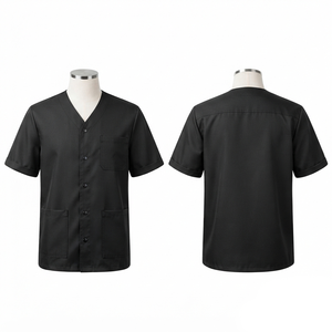 Chaqueta de Barbero Unisex Premium de Poliéster 220 GSM, Azul Rey, Cierre Frontal con Cremallera, Transpirable, Ropa de Trabajo, Bordado Personalizado en Relieve, Uniforme - Product Image 3