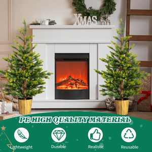 4 FT Dual Tone Artificial Christmas <b>Tree</b> 2-Pack with Pot <b>Stand</b> Potted Xmas Pine <b>Tree</b> 119 Branch Tips for Holiday Party - Product Image 5