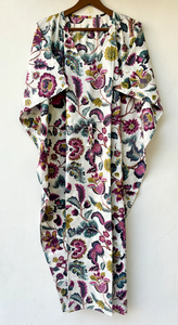 Nuevo Kaftán con Estampado Animal, Cuello en V, Cierre con Cordón, Manga Corta, Corte Ajustado, de Algodón Suave Indio, con Encaje, Largo Completo, para Mujer - Product Image 3