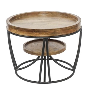 การออกแบบใหม่ห้องนั่งเล่นโต๊ะกาแฟด้านข้างที่มีรอบไม้ด้านบนและสีดำเสร็จแล้วเราสามารถปรับแต่ง - Product Image 1