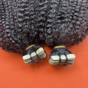 CDYHAIRVN Lot de mèches de cheveux humains bruts bouclés crépus, noir naturel, boucles afro serrées, non-Remy, double trame machine, longue durée, cuticules intactes - Product Image 1