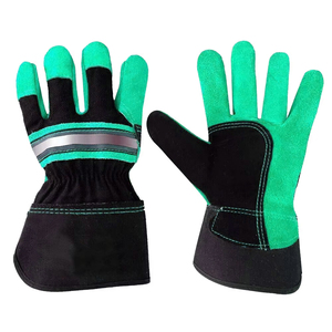 Anti-Slip Safety <b>Gloves</b> Leather Green Black Safety Cuff Elastic Wristband Flexible Breathable Textured Fingertips General - Product Image 6
