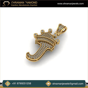 Custom 10K Solid Gold <b>Initial</b> 'J' Crown Trendy Hip Hop Alphabet Letter Charm Pendant Fine Jewelry <b>Necklaces</b> Moissanite Unisex - Product Image 4