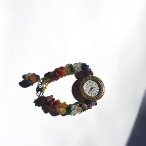 Crystal Stone Bracelet Watch With Rhinestone Dial Handmade Fashion Jewelry Multicolor Beads Casual Accessory - Product Image 1