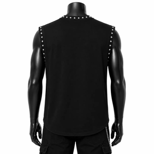 Custom Black Tank <b>Top</b> 100% Cotton Soft Fabric Sleeveless Eco-Friendly Quick Dry Crew Neck T Shirt Trendy Streetwear Men's OEM - Product Image 2