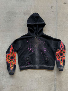 Sudadera con Capucha y Cremallera Nesta Sports Personalizada 100% Algodón French Terry para Hombre, Impresión DTG con Diseño de Pedrería - Product Image 6