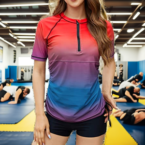 เสื้อรัดรูปแขนยาวสำหรับฝึกซ้อม BJJ ยิวยิตสู ผ้าโพลีเอสเตอร์ ระบายอากาศได้ดี สำหรับผู้หญิง ผลิตตามสั่งจากโรงงาน - Product Image 6