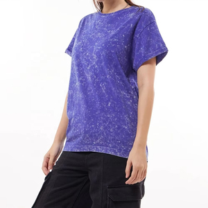 Camisetas de Verano de Manga Corta con Cuello Redondo, Ligeras, Casuales, Lavadas al Ácido, de Alta Calidad para Mujer - Product Image 2