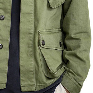 Men's 100% Cotton Vintage Multi Pocket Safari <b>Jacket</b> Casual <b>Worker</b> Streetwear Button Decor Autumn Canvas OEM Service Breathable - Product Image 3