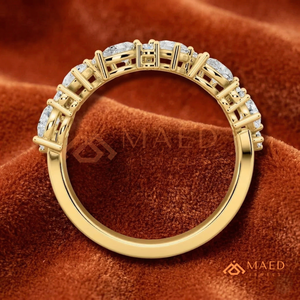 แหวนแต่งงานแบบคลัสเตอร์ประดับมอสซาไนต์ทรงลูกแพร์และทรงกลม ดีไซน์ไม่สมมาตร วัสดุเงินแท้ 925 ชุบทอง 14K รูปทรงหลากหลาย สามารถสวมซ้อนกันได้ - Product Image 2