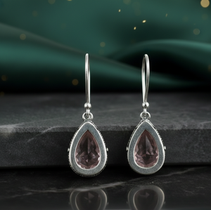 Boucles d'oreilles pendantes rose poire en argent sterling 925 plaqué or 18 carats, petites boucles d'oreilles statement, à porter au quotidien, bijoux ethniques - Product Image 4
