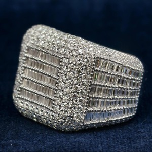 Custom Luxury Baguette Cut VVS Diamond <b>Fine</b> <b>Rings</b> Iced Out Hip Hop 925 Sterling Silver Party Unisex <b>Ring</b> <b>Fine</b> Jewelry - Product Image 1