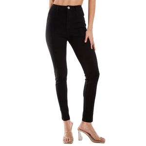 2025 Offre Spéciale été mode femmes Denim pantalon/vente en gros de haute qualité personnalisé noir coupe régulière haute rue porter solide jean - Product Image 1