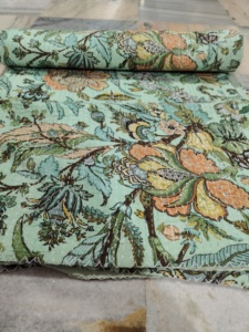 Handmade Kantha Quilt Reversible Cotton Blanket green fabric print color and Multi Color <b>Bedspread</b> Home Decor Gift for Her - Product Image 3