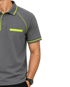 Camiseta Polo Deportiva para Hombre, Color Gris Neón Lima, Personalizada por el Fabricante, Ropa Deportiva Transpirable, Camiseta de Golf Informal, Ajuste Personalizado, Prenda Superior de Verano - Product Image 4