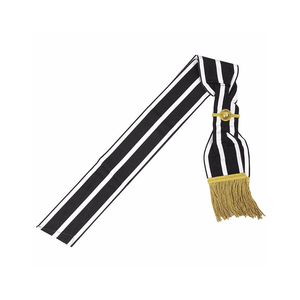 Écharpe de cérémonie maçonnique, écharpe des Chevaliers Templiers, ruban moiré blanc et noir de 4 pouces de large, vente en gros d'écharpes maçonniques - Product Image 4