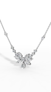 จี้เพชรทรงลูกแพร์และทรงมาร์คีส์  เพชรเลี้ยงในห้องปฏิบัติการ  ทอง 10K  ไร้สี  ระดับความสะอาด VVS  สำหรับงานแต่งงาน - Product Image 6