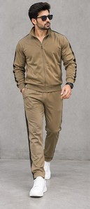 Conjunto Deportivo Caqui para Hombre, Manga Larga, con Cordón, Ropa Casual, Color Sólido, 100% Algodón, Transpirable, Atuendo de Invierno, Ropa Urbana Informal - Product Image 3
