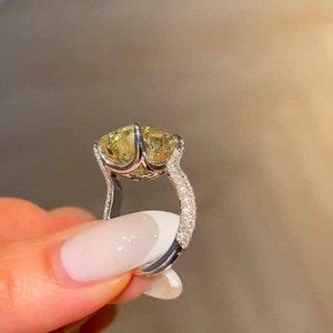 Royal Saga 5CT Canary Yellow Cushion Cut Moissanite Solitaire Crossover <b>Cocktail</b> <b>Ring</b> Rose <b>Gold</b> Plated 925 Silver Birthdays - Product Image 3