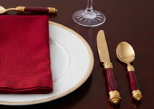 Cubiertos de acero inoxidable con acabado chapado en oro y mango de Color rojo, cubiertos aptos para lavavajillas para uso doméstico en bodas, Juego de 4 Uds. - Product Image 5