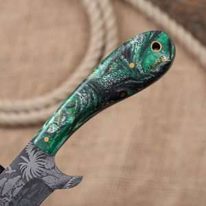 Cuchillo de vaquero de acero 12c27 con acabado ácido, mango de resina de grado industrial, cuchillo de ranchero personalizado OEM, cuchillos EDC para camping - Product Image 2