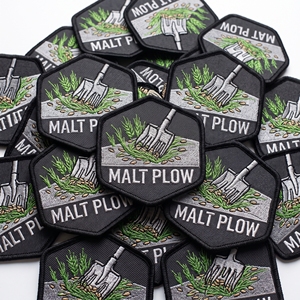 Parche Bordado Personalizado de Equipos de Pesca Marítima Hexagon Malt Plow Try Works - Product Image 1