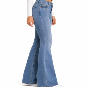 Women Flared <b>Denim</b> Jeans Premium <b>Stretch</b> Flared Stylish Comfortable Durable Premium Metal Button And Zipper Closure Wear - Product Image 3