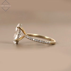 Bague de luxe en diamant marquise en or jaune avec pavé de diamants, pour fiançailles, mariage, bijoux de mariée, cadeau pour femme, fournisseur de bijoux fins - Product Image 3
