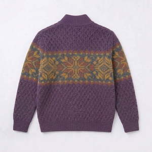 Cardigan pour homme de haute qualité à col en V, patte de boutonnage, gris chiné, tricot côtelé, manches longues, fabrication OEM ODM - Product Image 2