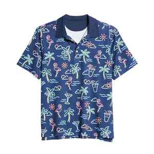 เสื้อโปโลถักลายริบสีน้ำเงินแบบวินเทจผ้าฝ้ายสั่งทำพิเศษสำหรับผู้ชายแบบสั้น - Product Image 6