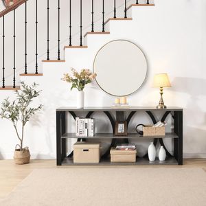 Consolle Industriale a 3 Livelli da 180 cm per Ingresso, Foyer, Soggiorno - Soluzione Salvaspazio Lunga e Stretta - Product Image 6