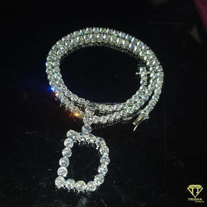 Iced Out Bubble Initial Pendant Hip Hop <b>Chain</b> Moissanite Diamond Luxury Jewelry Gift For <b>Rappers</b> - Product Image 2