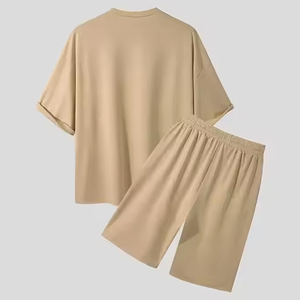 Ensemble de survêtement léger 2-en-1 pour homme : short décontracté en molleton de coton et t-shirt – Collection automne (vente en gros) - Product Image 2