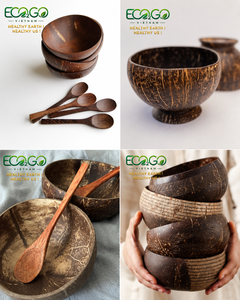 Bols en noix de coco naturels faits à la main - 100% biologiques, écologiques, réutilisables pour smoothies et salades, pour une alimentation végétalienne - Product Image 2