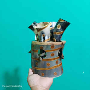 Juego de Cuerno de Buey Quemado Premium de 1 Pieza con Soporte, Hecho a Mano, Lujoso, Estilo Vikingo, Ecológico y Reutilizable - Product Image 4