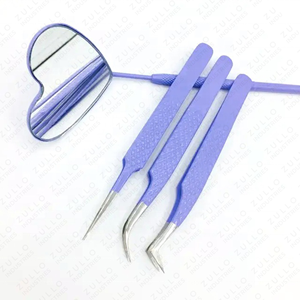 Pinces à extensions de cils en acier inoxydable de qualité supérieure avec poignée à prise diamantée, personnalisables pour une précision accrue - Product Image 4