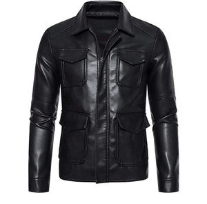 Chaquetas de cuero Hombres Otoño Estilo popular Hombres Chaqueta de cuero Venta al por mayor Moda Cool Zipper Pu Chaquetas de cuero para hombres - Product Image 2