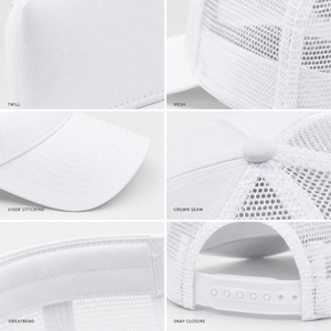 Gorra Trucker Blanca de 6 Paneles con Malla Trasera, Visera Ajustable, Logotipo Serigrafiado en el Panel Frontal, Unisex, Casual, Primavera Verano - Product Image 6