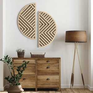Panneau mural en bois géométrique moderne, décoration murale en bois artisanale pour salon, chambre et décoration intérieure - Product Image 1