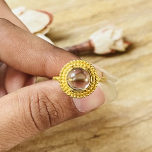 Best New Design <b>Quartz</b> <b>Rings</b> Boho Brass <b>Ring</b> For Women 18k Gold Plated Tribal Beaded Statement <b>Ring</b> For Wholesale/OEM/ODM - Product Image 5
