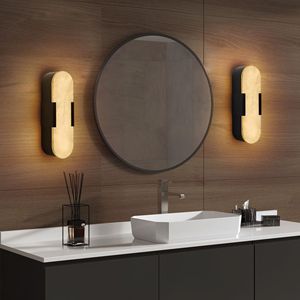 Applique da Parete in Marmo Naturale da 35 cm, Set di Applique Moderne Nere per Interni, Illuminazione a Parete per Soggiorno e Camera da Letto, Set da Due Pezzi - Product Image 3