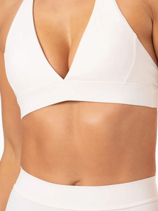 Unique Design White OEM Women's Sets 2 Piece Set Women Cross Waistband <b>Flare</b> Pocket <b>Legging</b> High Waist Fit Crossover Waistband - Product Image 6