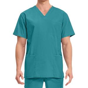 Ensemble de tenues médicales pour hommes : Blouse respirante en mélange de coton à col en V et pantalon droit – Vente en gros - Product Image 3