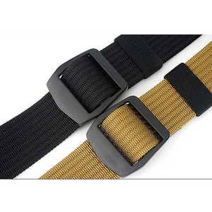 Ceinture tissée décontractée, couleur unie, boucle en plastique, design réversible, ceinture pour homme durable, bleu, noir, kaki - Product Image 3