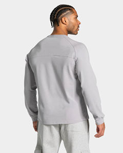 Men's Long Sleeve O-Neck Quick Dry Jersey <b>T</b>-<b>Shirt</b> Regular Fit Solid Gray Casual Wear 100% <b>Polyester</b> Knitted Fabric Bulk Tees - Product Image 4