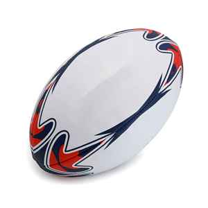 Ballon de rugby professionnel personnalisé avec logo OEM, en cuir PU, motif classique, chambre à air en caoutchouc butyle, emballage carton haute qualité - Product Image 1