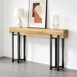 Tavolo Consolle in Stile Industriale e Moderno, Tavolo da Divano in Legno, Tavolo da Ingresso, Tavolo da Foyer, Tavolo da Pranzo - Product Image 2