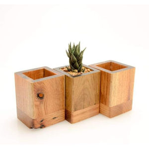 Pots à fleurs carrés en bois naturel faits à la main, modernes, pour intérieur, extérieur, jardin, décoration de la maison, pots à plantes en bois - Product Image 1